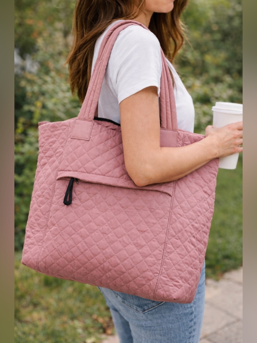 Free Country Quilted Puffer Tote Diaper Bag Pink Large Travel Mom Bag